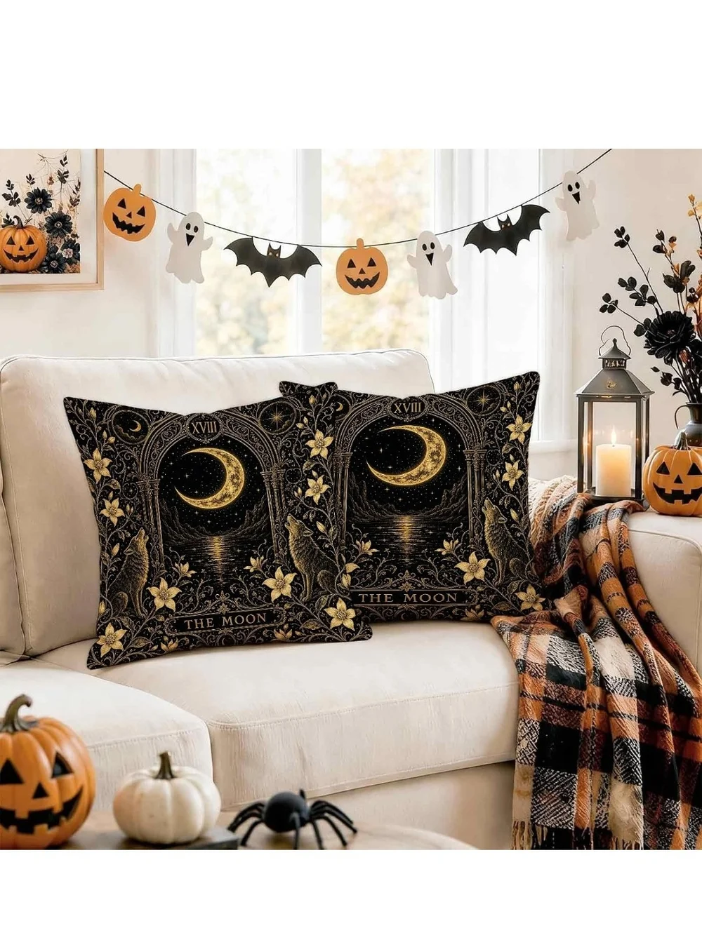 Mystic Moon Gold & Black Decorative Throw Pillow (Set of 2)